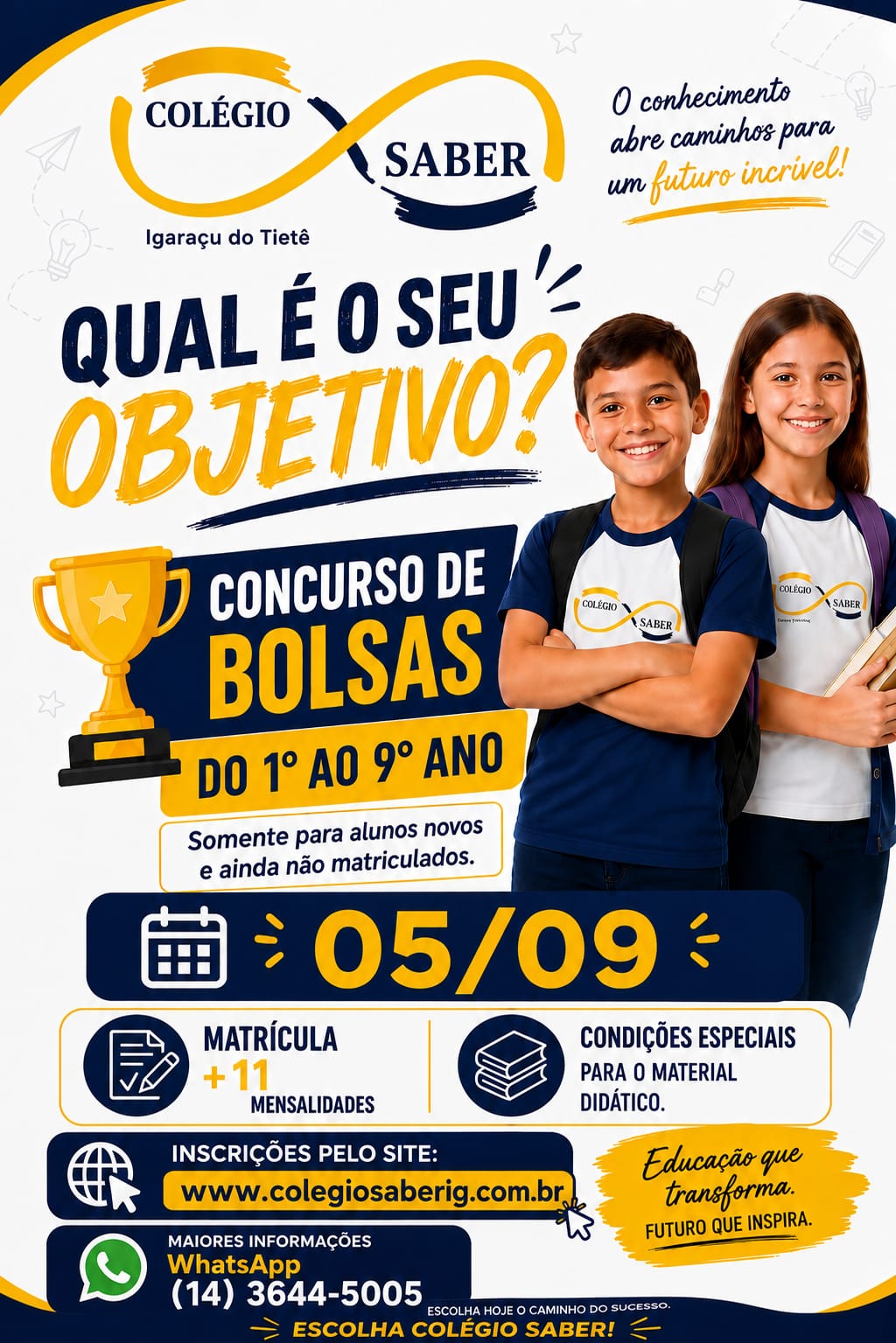 Concurso de Bolsas 2026 - Colégio Saber
